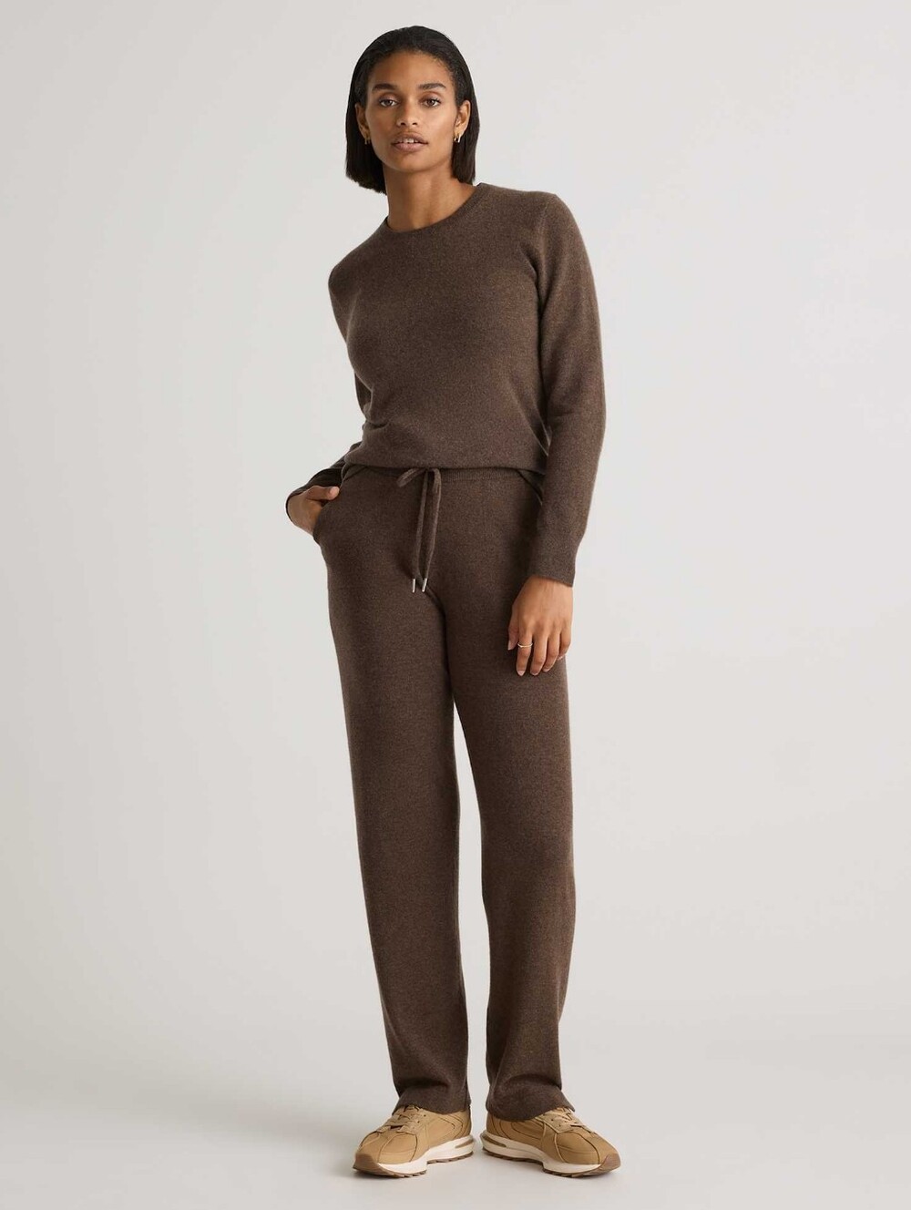 Quine Mongolian Cashmere Straight Leg Pants Size Mefoum New Soft Brown